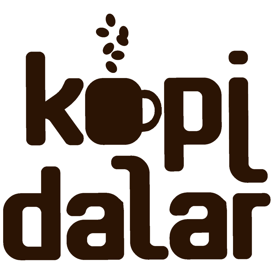 Logo Kopi Dalar ikon coklat bingkai putih