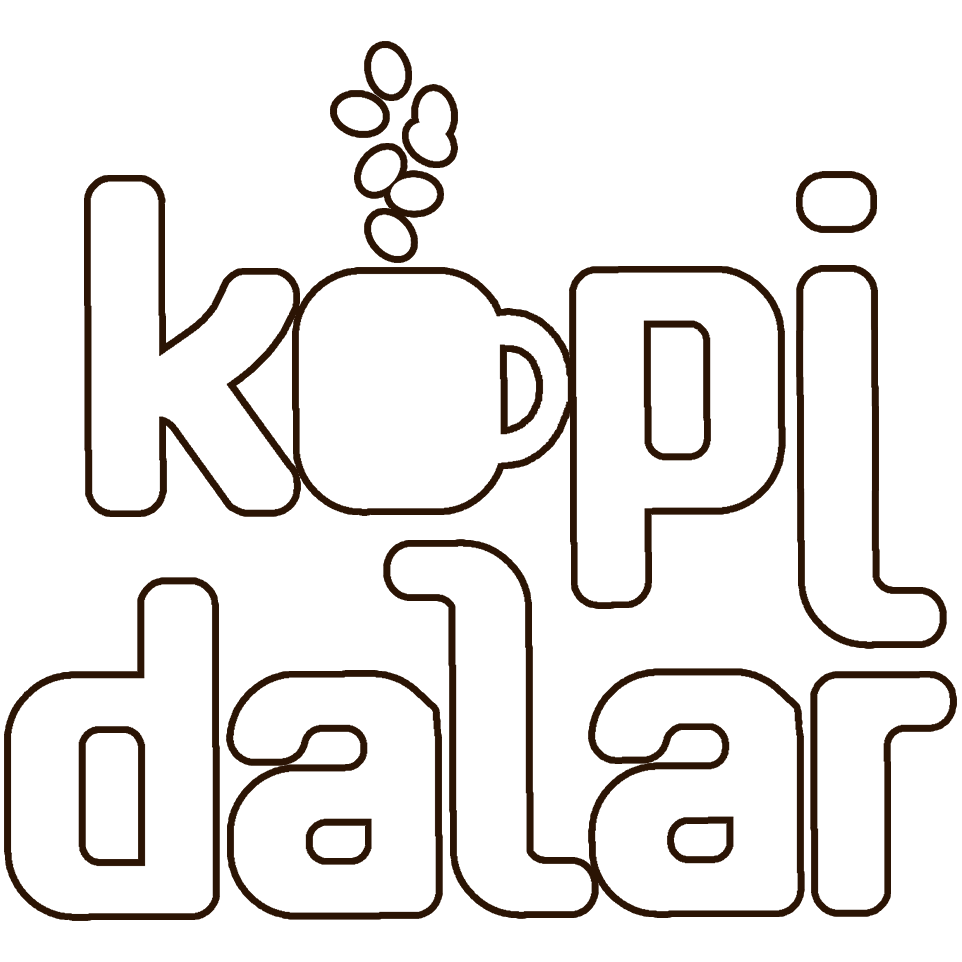 Logo Kopi Dalar putih bingkai coklat